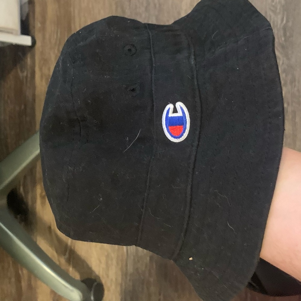 Champion Black Bucket Hat with Logo